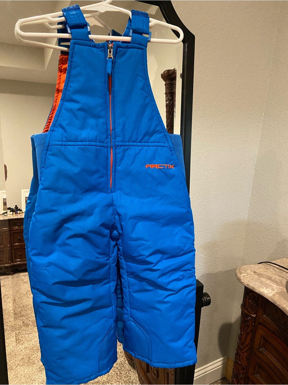 Arctix Kids Bright Blue Snow Bib Overalls with Orange Trim